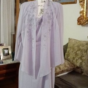 Grey appliqued formal dress